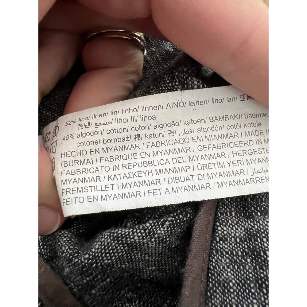Pull&Bear Grey Black Linen Blend High Waisted Button Front Shorts Size Small - Picture 4 of 5